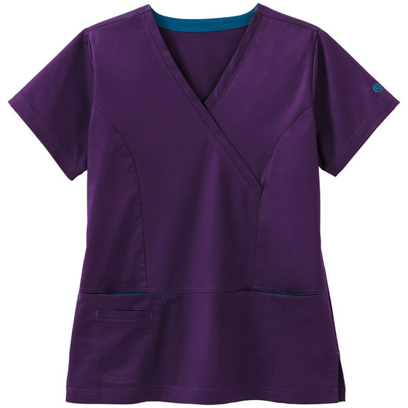 Bio Women's Mock Wrap Solid Scrub Top
