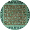 thumbnail image 1 of Ahgly Company Machine Washable Indoor Round Persian Turquoise Blue Traditional Area Rugs, 8' Round, 1 of 4