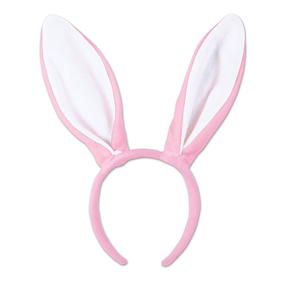 Pack of 12 Pink and White Soft-Touch Bunny Ears Headbands Easter Costume Accessories