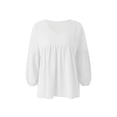thumbnail image 1 of Sunloudy - Camiseta de verano con cuello en V para mujer, casual, manga larga, color sólido, túnica holgada Sunloudy  moda, 1 of 10
