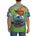 thumbnail image 3 of Honeii Butterfly Landing On Head Dumpy Frog for Men's Short-Sleeved Button-Up Collared Shirt Featuring A Pocket, Perfect for Beach Vacations, And Travel Adventures-Small, 3 of 5