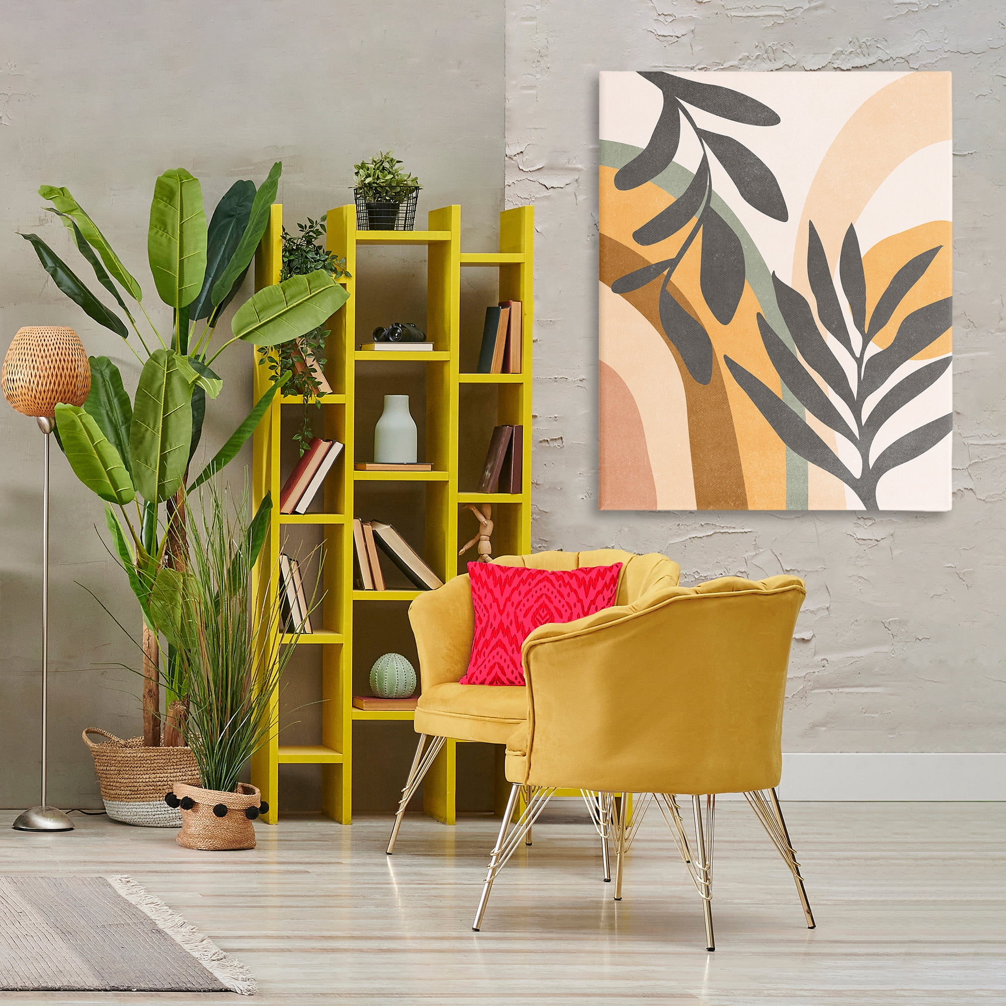 Stupell Industries Retro Sage Boho Plants Landscape & Nature Painting Wrapped Canvas Art Print Wall Art, 36 x 48