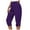 Purple, variant on VERUGU Capris Pants for Women Fashion Casual Loose Soft Solid Color Mid Waist Thin Lace Up Pants Dark Gray S
