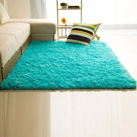 NK 15 x 23.6'' Rug Rectangle Oblong Shape Bedroom Fluffy Rugs Anti-Skid Shaggy Area Office Sitting Drawing Room Gateway Door Carpet Play Mat Pink Blue Grey, Small Rug