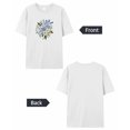 thumbnail image 6 of T Shirts for Women Short Sleeve Cotton Crewneck T-Shirt, White Blue Flower Embroidered Tee Tops Casual Basic T-Shirts, XS-5XL White 4XL, 6 of 7