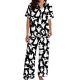 thumbnail image 4 of Puliio Women's Halloween Pajamas Sets 2 Piece Button‑Down Ghost Print Short Sleeve Breathable Sleepwear Nightwear Pjs Set, 4 of 7