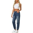 thumbnail image 2 of Pantalones de mezclilla elásticos de cintura alta para mujer Daring Diva, jogger, tamaño XS, color azul, 2 of 6