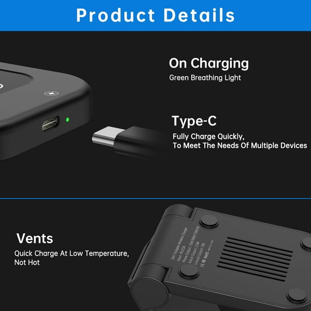 Wireless Charger Stand, in 1 Fast Wireless Charging Station Dock for Apple Series 7/6/SE/5/4/3/2, AirPods Pro 2, 13/13 Pro/12/12Pro/SE/X/XR/XS/8 Plus Phone - Walmart.com