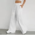 thumbnail image 2 of Angala Women Drawstring Waist Wide Leg Pants High Waisted Wide Leg Pants Fashion Drawstring Elastic Trousers Comfy Straight Leg Long Pants With Pockets Soft Stylish Women's Casual Pants, 2 of 9