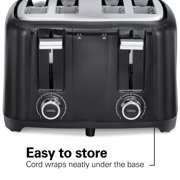 Hamilton Beach 4-Slice Toaster with Extra-Wide Slots, Toast Boost, and Removable Crumb Tray, Black