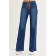 thumbnail image 1 of I AM A FASHION JUNKY RISEN Full Size High Rise Wide Leg Jeans with Front Tie Detail Plus Size (DARK, 11), 1 of 6