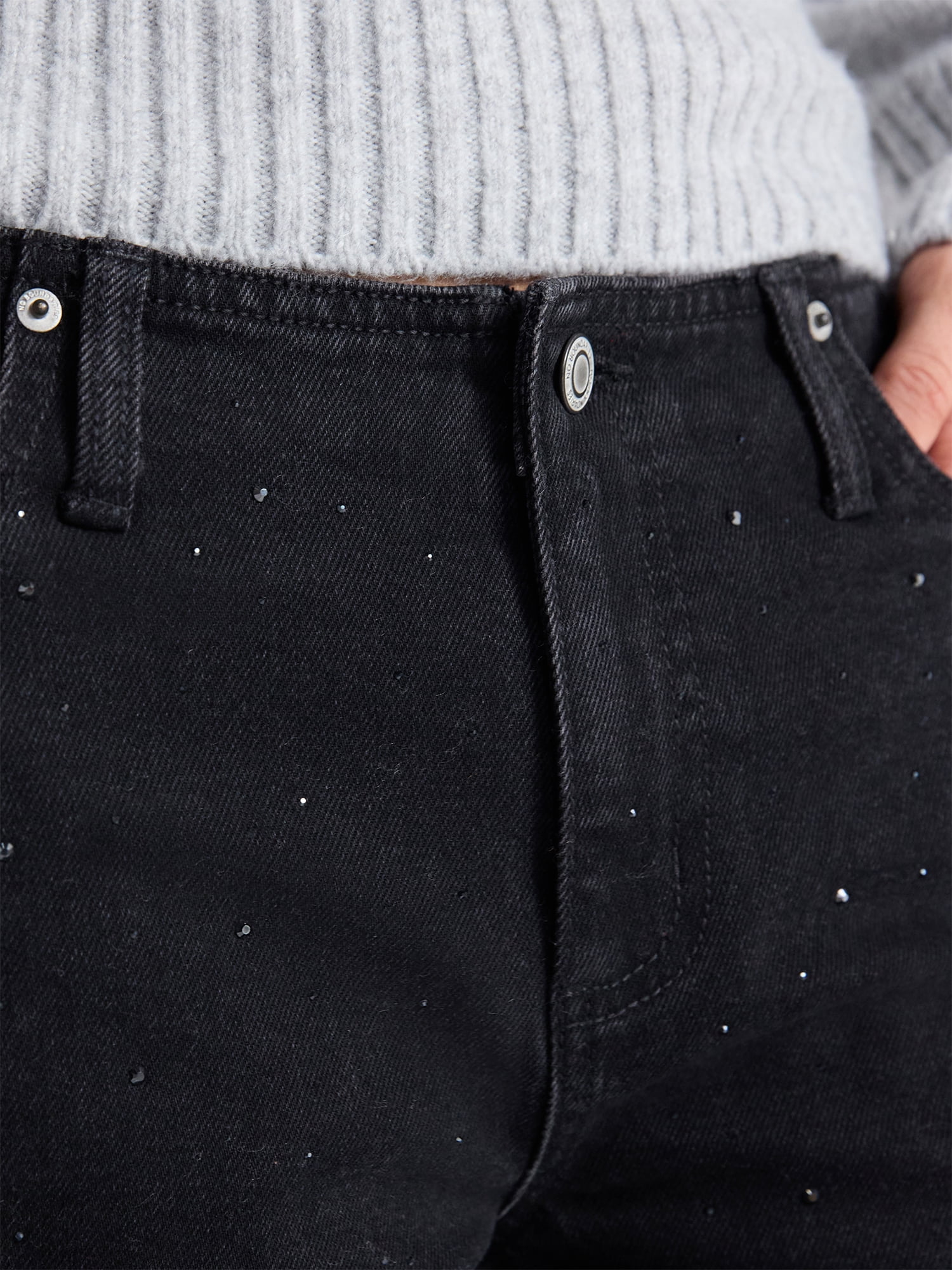 No Boundaries Studded Baggy Wide Leg Jeans, 31.5'' Inseam, Women's