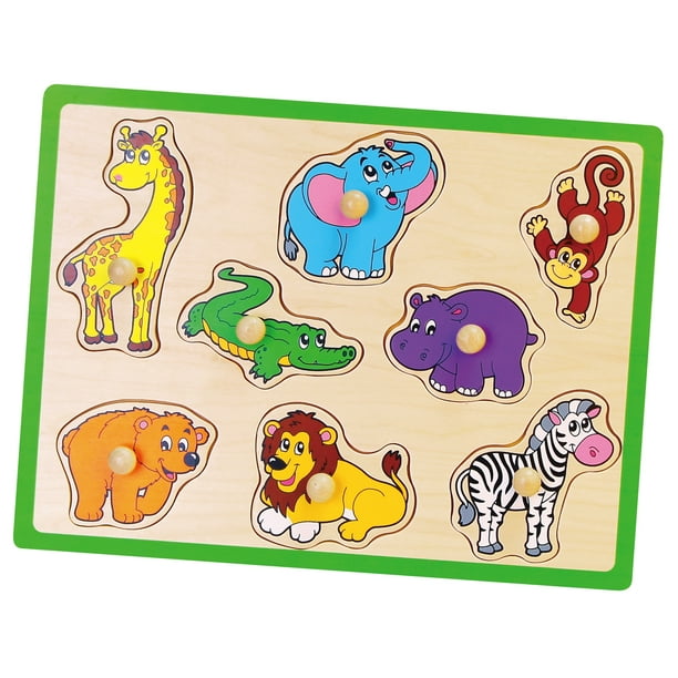 8 pcs Wild Animals Puzzle with Wooden knobs - Walmart.com ...