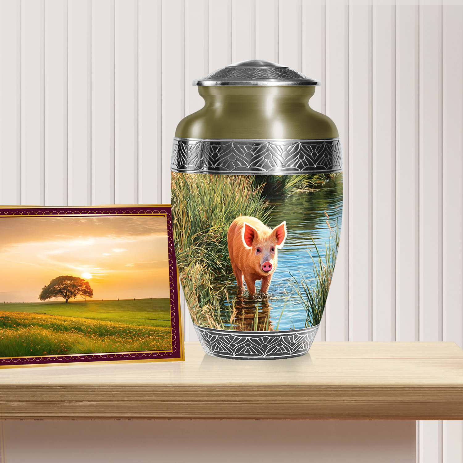 SABURIAL Pig Urn - Perfect Cremation Urn For Male & Female Ash - Burial Urns For Adult Human Ashes - Decorative Funeral Urns For Women Ash - 10 Inch Large With Velvet Bag