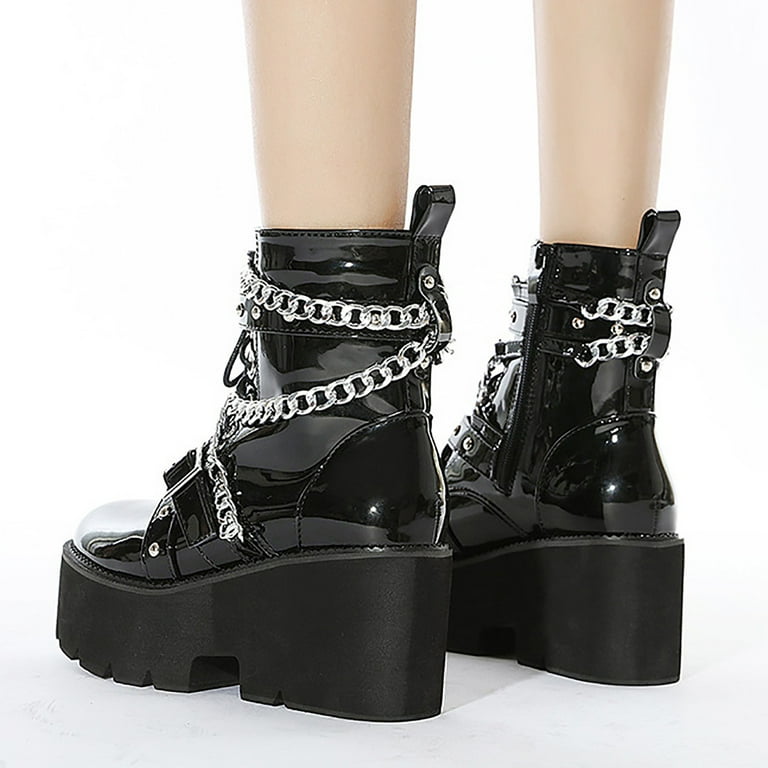 Ankle Booties Black Studded Platform Boots Qupid Stud Platform Booties