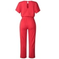 thumbnail image 5 of Yuanlong Womens Pants Elegant Batwing Short Sleeve Belted Wide-Leg Playsuits Work Commute Flowy Formal Jumpsuit Trousers, 5 of 9