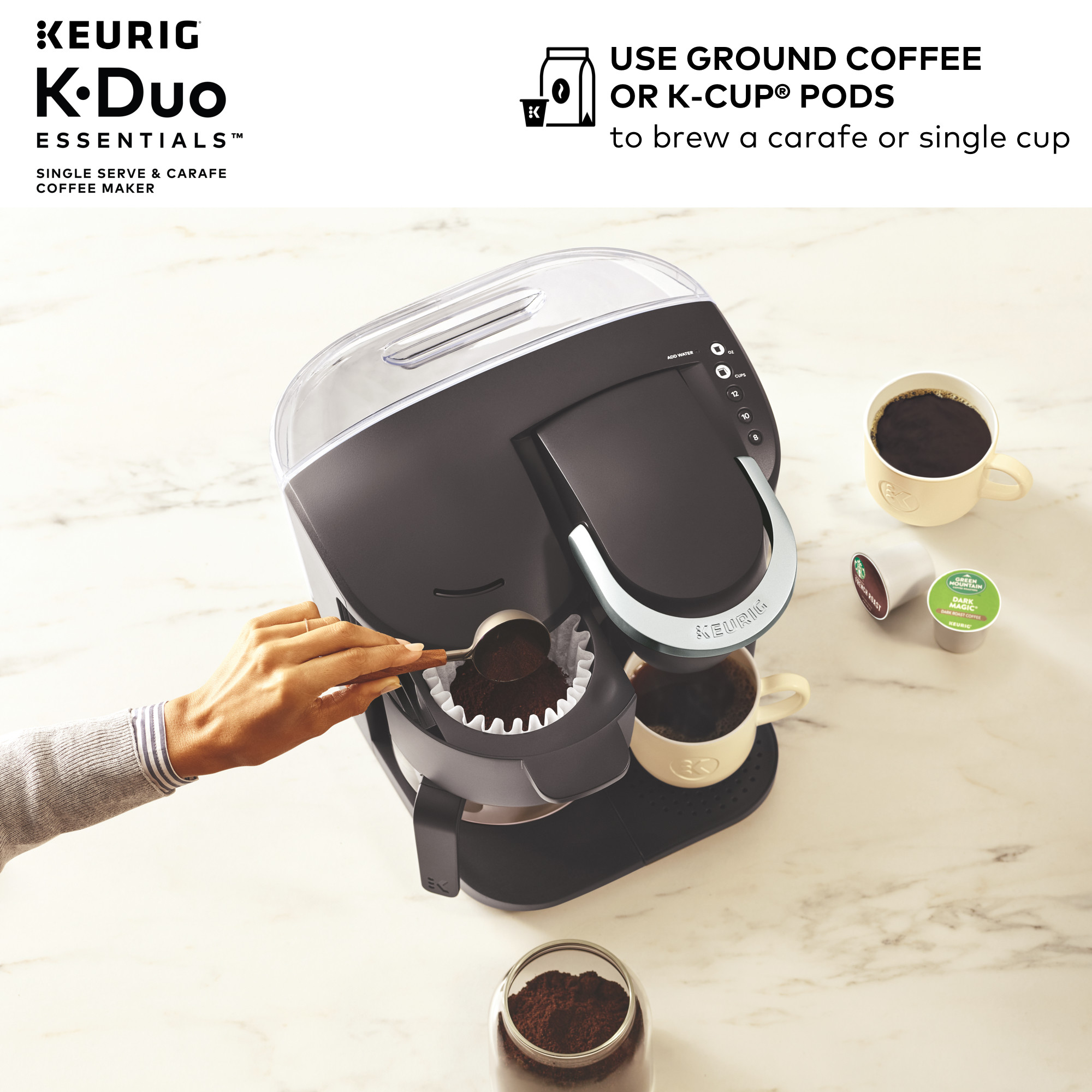 Keurig K-Duo Essentials Black Single-Serve K-Cup Pod Coffee Maker, Black - image 5 of 19