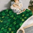 thumbnail image 4 of Sherpa Fleece Throw Blanket Cozy Soft Warm Bed Blankets,St. Patrick''s Day Clover Dark Green Background Fuzzy Plush Microfiber Lightweight Blankets All Season for Couch Sofa 40x50IN, 4 of 6