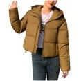 thumbnail image 2 of HAPIMO Women'S Hooded Puffer Jacket Winter Zip Up Quilted Coat Packable Lightweight Padded Jackets Pockets Brown M, 2 of 4