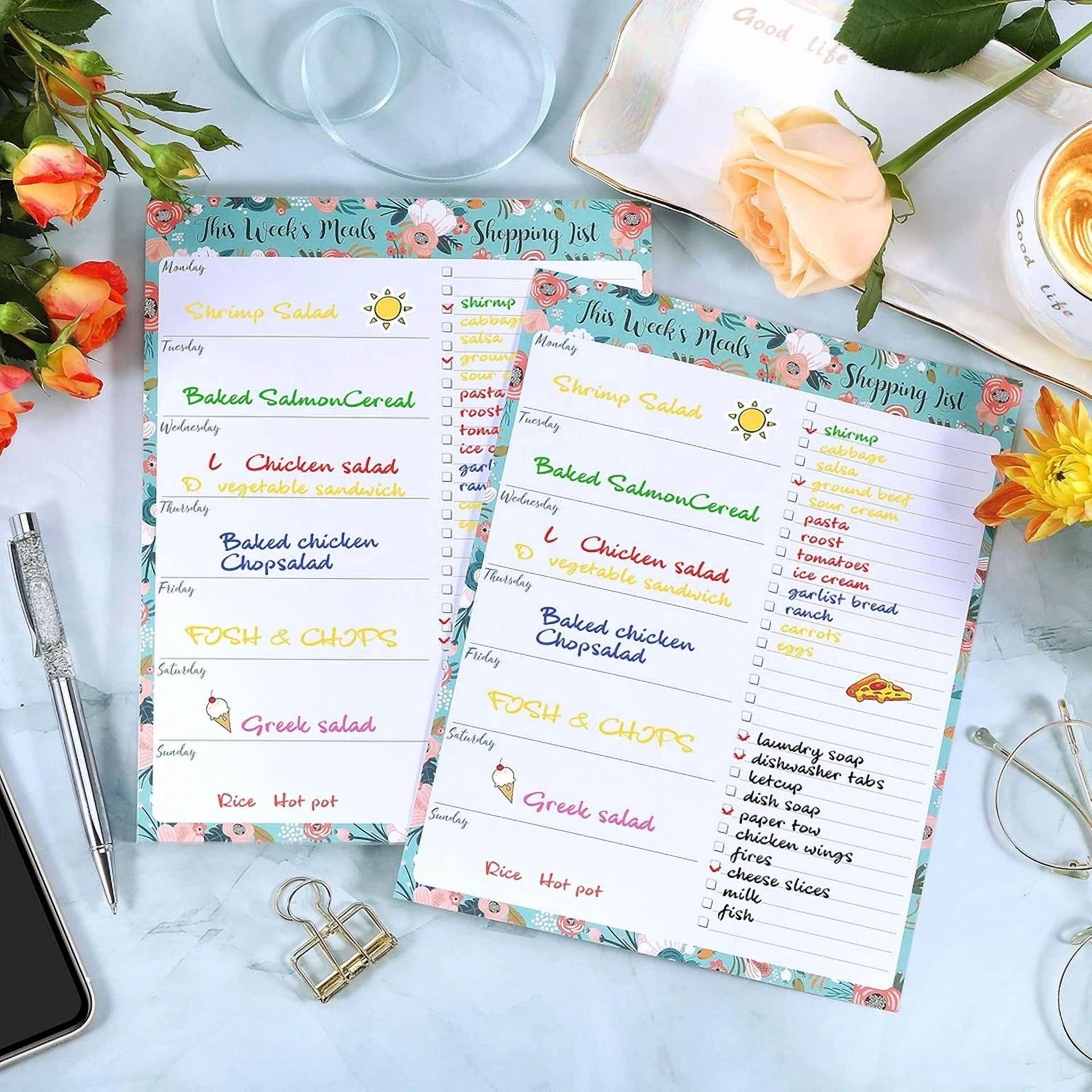 Weekly Meal Planner - Grocery List Magnetic Notepads 7 X 9 Meal Planning Pad W