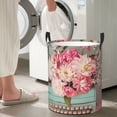 thumbnail image 5 of Pofeuu Vintage Typewriter Floral Print Laundry Basket Circular Laundry Hamper with Handle Waterproof Oxford Fabric Foldable Dirty Clothes Storage Bucket Gift Storage Basket-Medium, 5 of 6