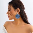 thumbnail image 3 of Camellia Flower Dangle Earrings for Women Cowboy Statement Big Exaggerated Fabric Hoop Huggie Blue Floral Studs Gold Plated Long Drop Dangling Earring Fashion Jewelry Gifts, 3 of 12