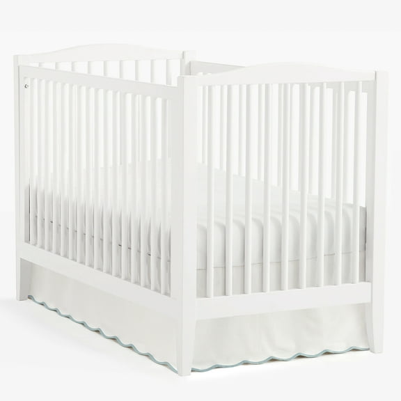 Lush Decor Coastal Chic Scalloped Edge Baby Crib Skirt Single 28" W x 52" L 16" Drop Blue - Scalloped Crib Skirt - Gender Neutral Nursery Decor - White Crib Skirt