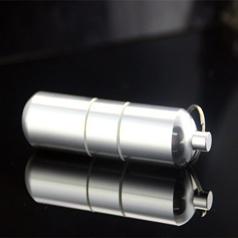Bestonzon 2pcs Outdoor Portable Aluminium Alloy Toothpick Holder Pocket Capsule Metal Pill Case with Key Ring, Size: Medium