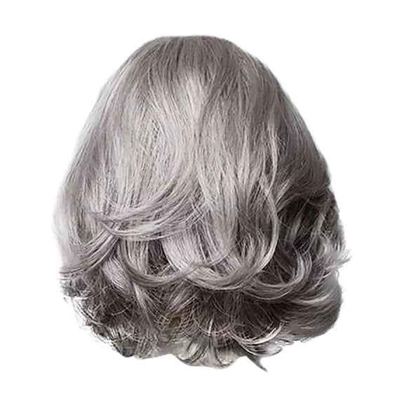 Grey Human Hair Half Wig Glueless Closure Silver Gray Synthetic Top Wefted Wig for Women