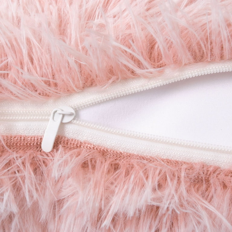 Blush Pink Faux Fur Throw Pillow Covers Fuzzy Home Decor 20 x 20 Inches 2 Pack Walmart