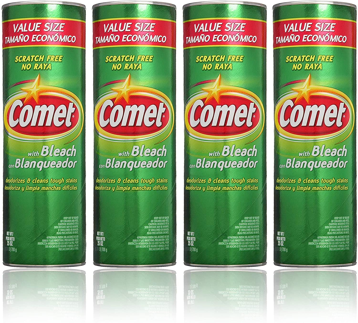 Comet Cleaner with Bleach Powder 25-Ounces | Scratch-Free | (Value Pack of  4-Units)
