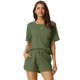 thumbnail image 1 of Conjuntos de lounge INSPIRE CHIC para mujeres, camiseta de waffle con pantalones cortos, ropa de estar en casa, sudaderas jogger con bolsillos, verde ejército, 1 of 6