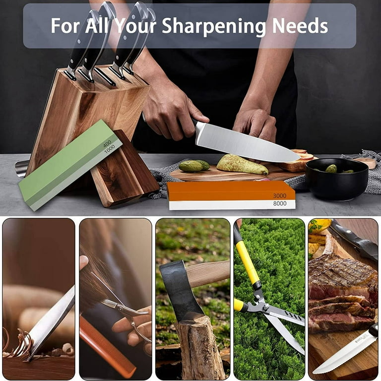 Sharpening Stone Set for Knife Wet Stone Sharpening Kit, Water Stone for  Sharpening Knives 4 Side Grit Whetstone 400/1000 3000/8000 Kitchen Knives
