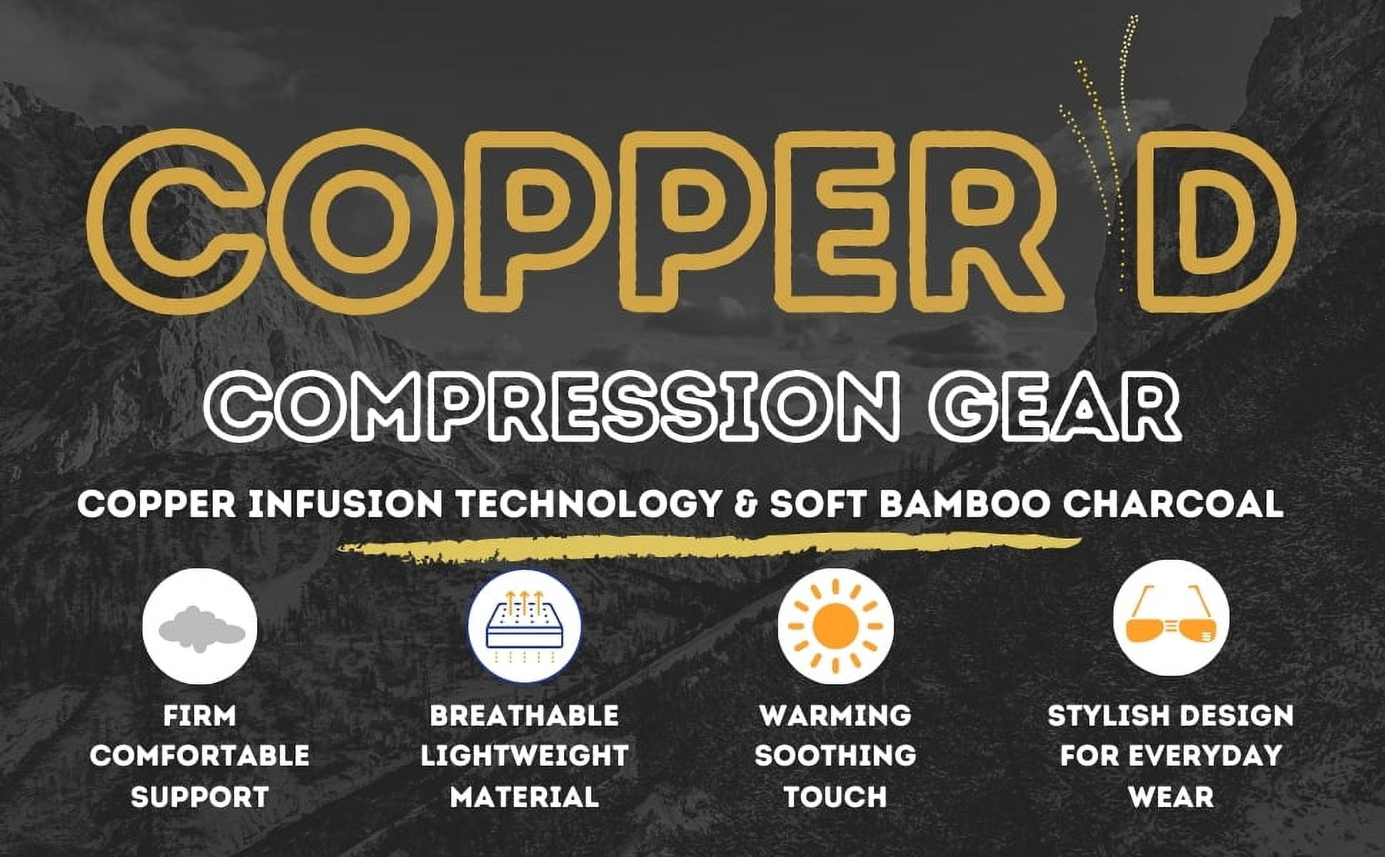 Copper D Compression Calf Sleeve Brace - Bamboo Rayon - Large/Extra Large - Black/Partial Copper Dots - 1 Pack