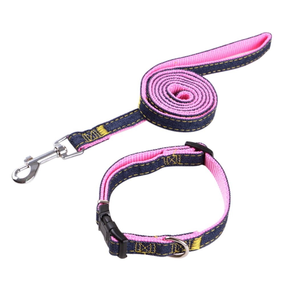 2pcs/Set Dog Collar & Leash for Small/Medium/Large Dogs Denim Pet Leash
