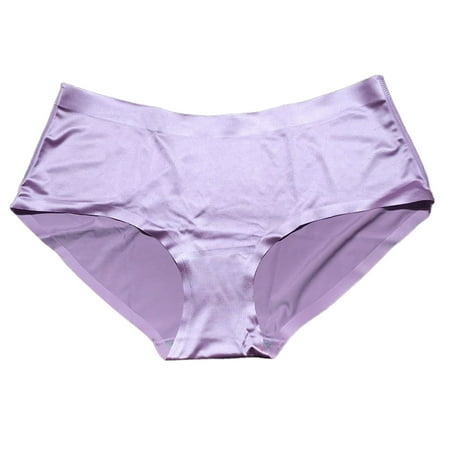 Upioiwer Black Underwear Women Thongs Ladies Plus Size Solid Color Womens Glossy Seamless Stretch Underwear Soft Mid Waist Briefs Panties Panty Girdles For Women Tummy Control Cotton Underwear For