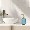 thumbnail image 2 of Unique Bargains 1 Pc Round Bottom Bamboo Grain Soap Dispenser 13.53oz Blue Gold Tone, 2 of 6