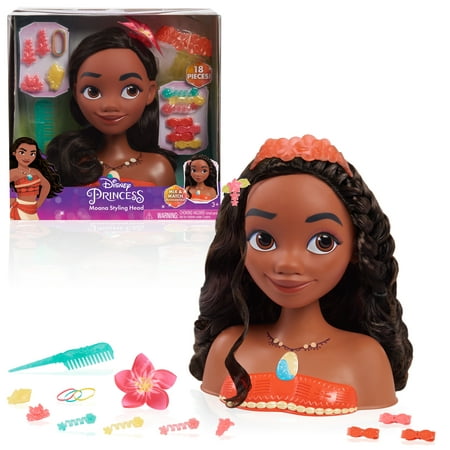 Disney Princess Moana Styling Head, 18-pieces, Pretend Play, Officially Licensed Kids Toys for Ages 3 Up, Gifts and Presents
