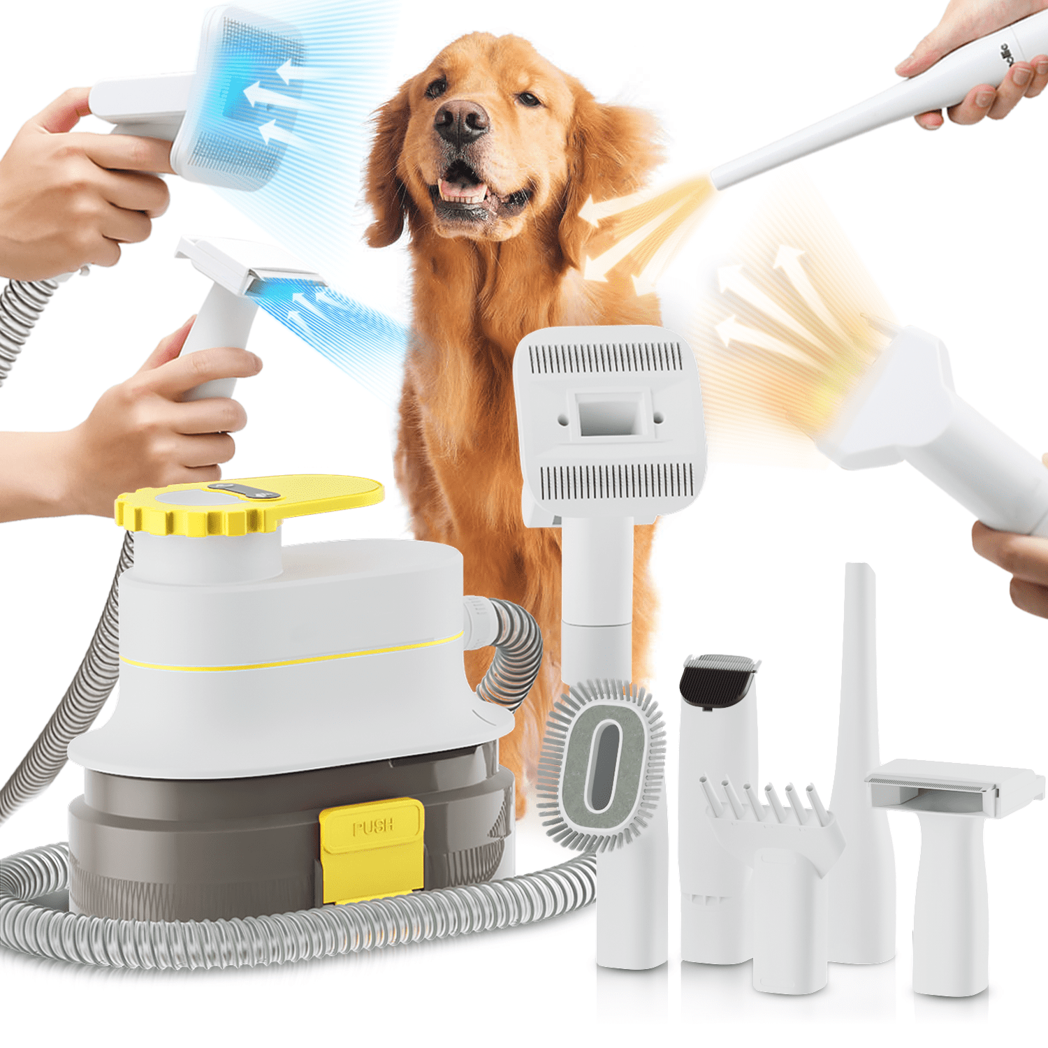 Magshion 3 in 1 Pet Dog Grooming Kit with 4L Dustbin, Low Noise Vacuum