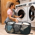 thumbnail image 2 of Toplive Pop Up Laundry Hamper Mesh Laundry Basket, Collapsible Popup Hamper Dirty Clothes Basket with 3 Compartments, Side Pocket, Carry Handles for Home, Dorm, Bathroom, Bedroom, Travel-Black, 2 of 7