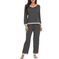 thumbnail image 5 of Hanerdun Women Pajama Set Female Sleepwear Long Sleeve Pjs, Gray M, 5 of 7