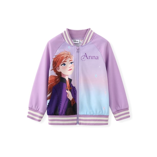 Chaqueta Disney Frozen Anna Girl Varsity Bomber, color morado, 5-6 años