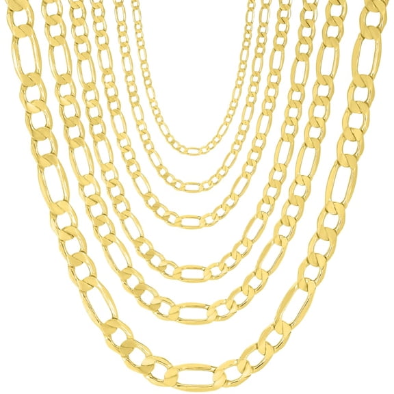 Floreo 14k Yellow Gold (3.7mm, 4.7mm, 5.6mm, 6.6mm) Lite Figaro Chain Necklace