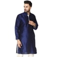 thumbnail image 3 of SKAVIJ Men's Art Silk Indian Wedding Long Kurta Regula Fit (Medium, Blue), 3 of 5