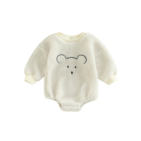 

ZIYIXIN Infant Baby Boys Girls Romper Bear Embroidery Long Sleeve Autumn Winter Warm Jumpsuit