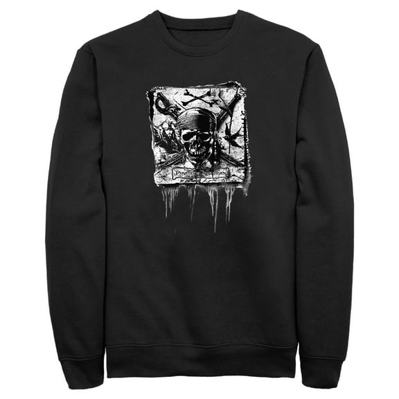 Men's Pirates of the Caribbean: Curse of the Black Pearl Black and White Skull Logo  Sweatshirt