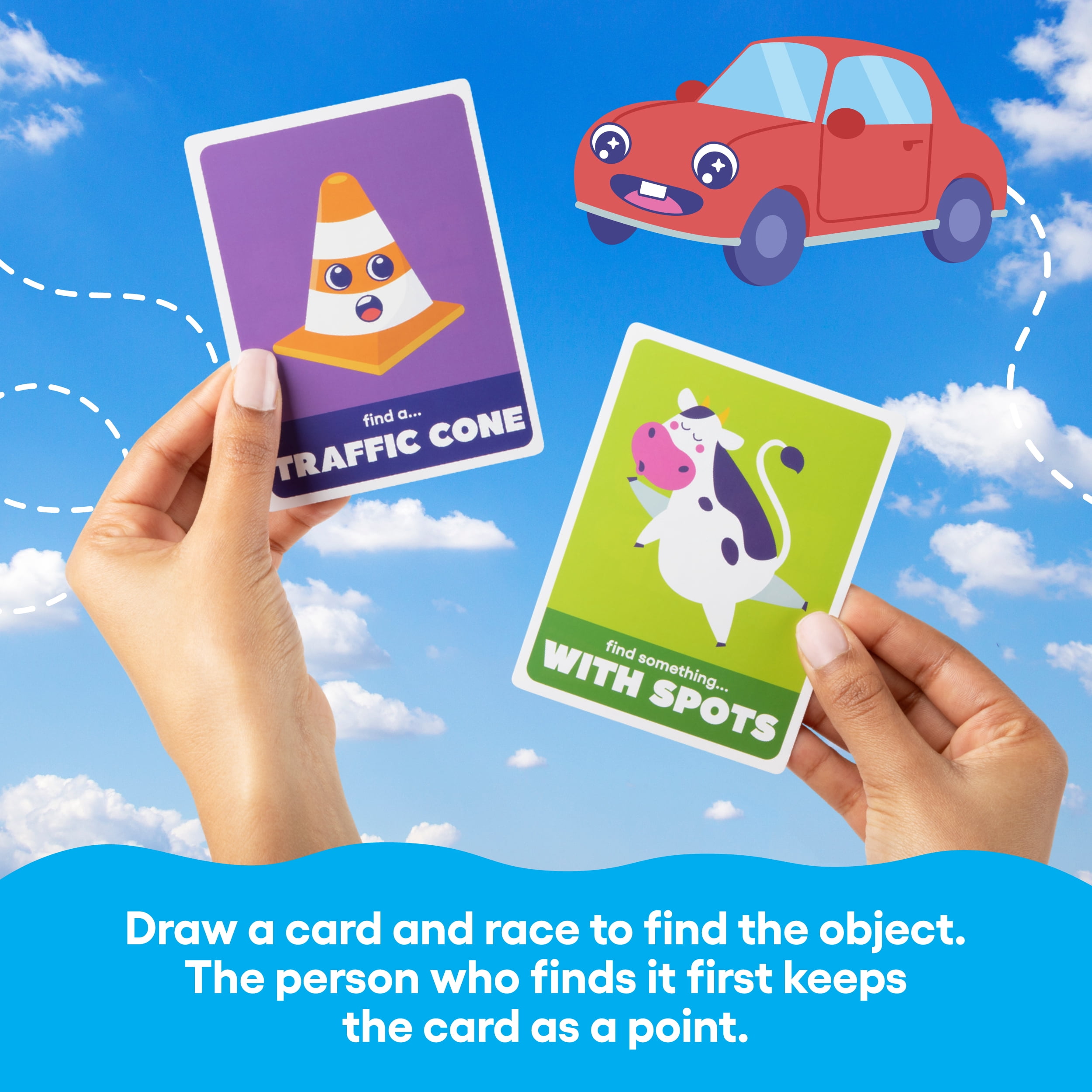 Road Trip from Bee Street Games,  Road Trip Games for Kids and Family Fun on The Go,  Includes 36 Jumbo Playing Cards.