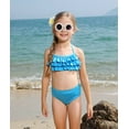 thumbnail image 2 of Hejin Mermaid Tail for Girls 3Pcs Kids Mermaid Swimwear Costume Bathing Suit Cute Ruffle Tankini 3-13T, 2 of 6