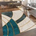 thumbnail image 4 of Luxury Emerald Green Gold Marble Area Rugs, Warm Yellow Background Golden Lines Living Room Rug, Foldable Fade Resistant Washable Rug for Teen Kids Bedside Office Bedroom, 5x6ft, 4 of 7