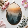 thumbnail image 7 of Canvas Wall Art Forest Sunlight Modern Room Plants Trees Mist Evergreens Silhouettes Oval Framed Canvas Prints Cottagecore Wall Hanging Decor for Home Office Gift 8.6"x11.4", 7 of 7